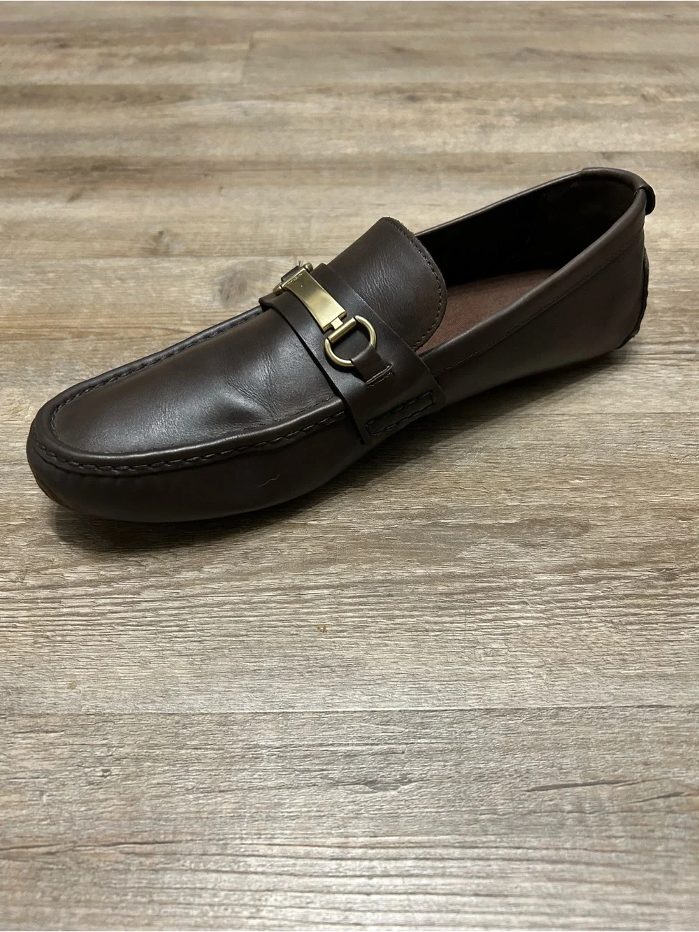 Cole Han Somerset Men's Size 11.5 M Brown Leather Driving Loafers Gold Horse Bit